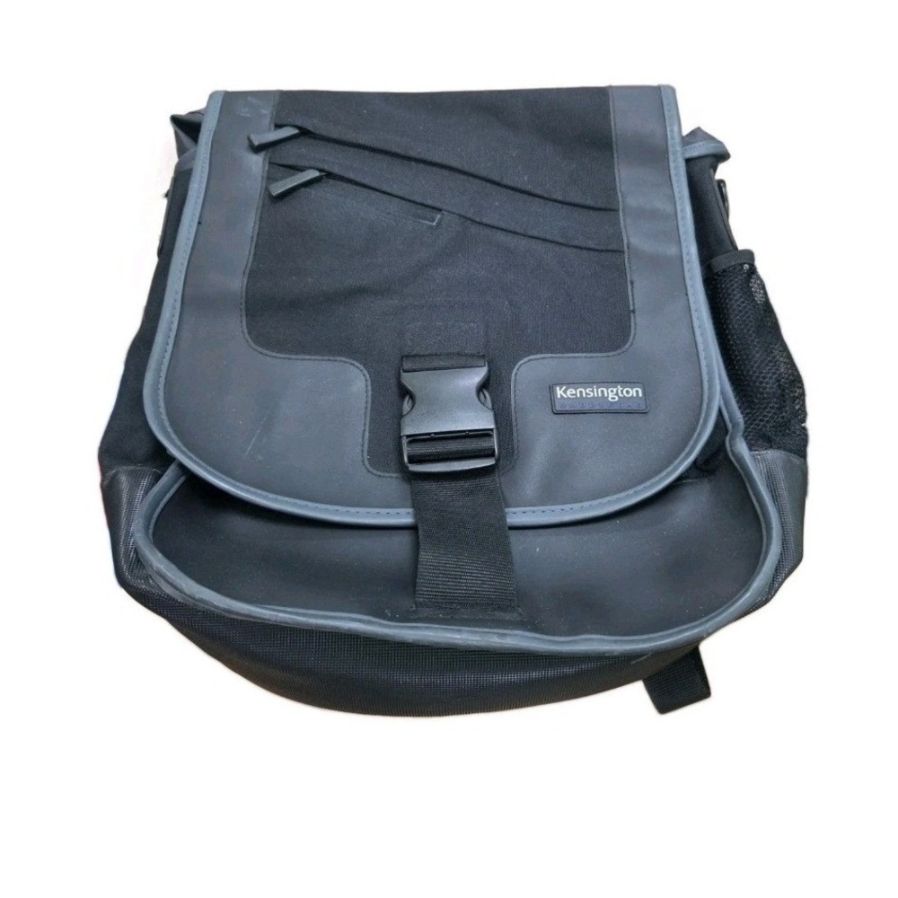 Kensington Saddlebag Laptop Backpack Messenger Bag Black Grey Multi-Pocket